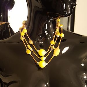MIXIT Yellow Beaded Necklace with Adjustable Link